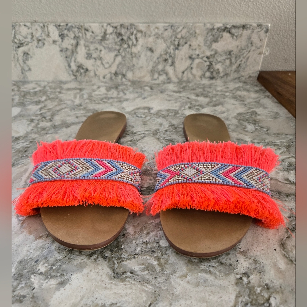 Aldo Fringe Beaded Sandals
